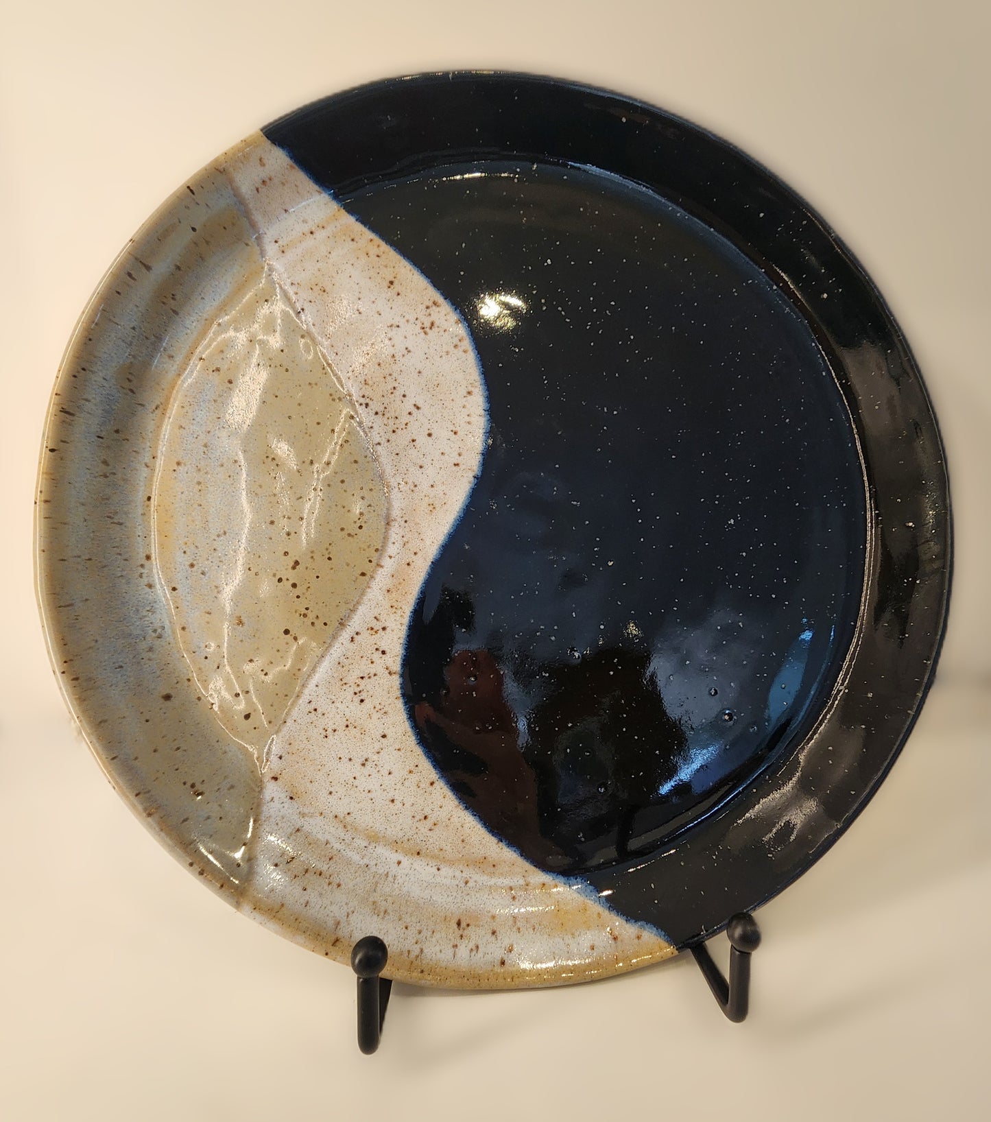 10.5" Grey Opal and Deep Cobalt Flowing Speckled Plate or Platter