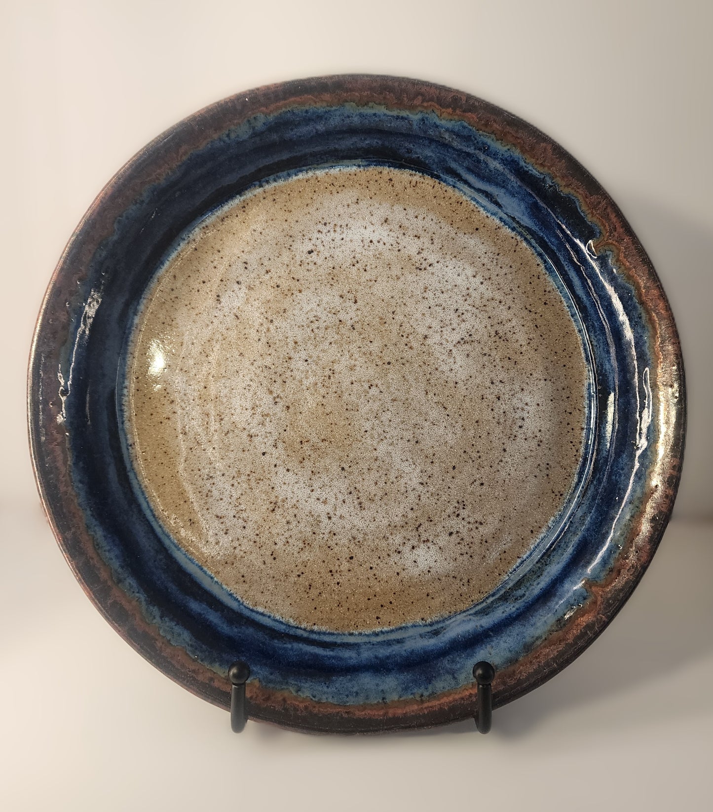 10.5" Blue and Copper Rimmed Serving Plate
