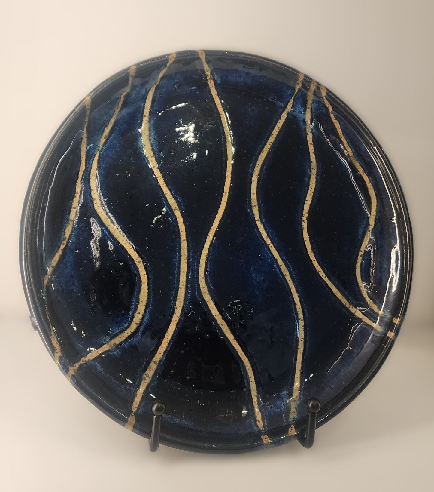 10" Deep Cobalt Floating Striped Plate