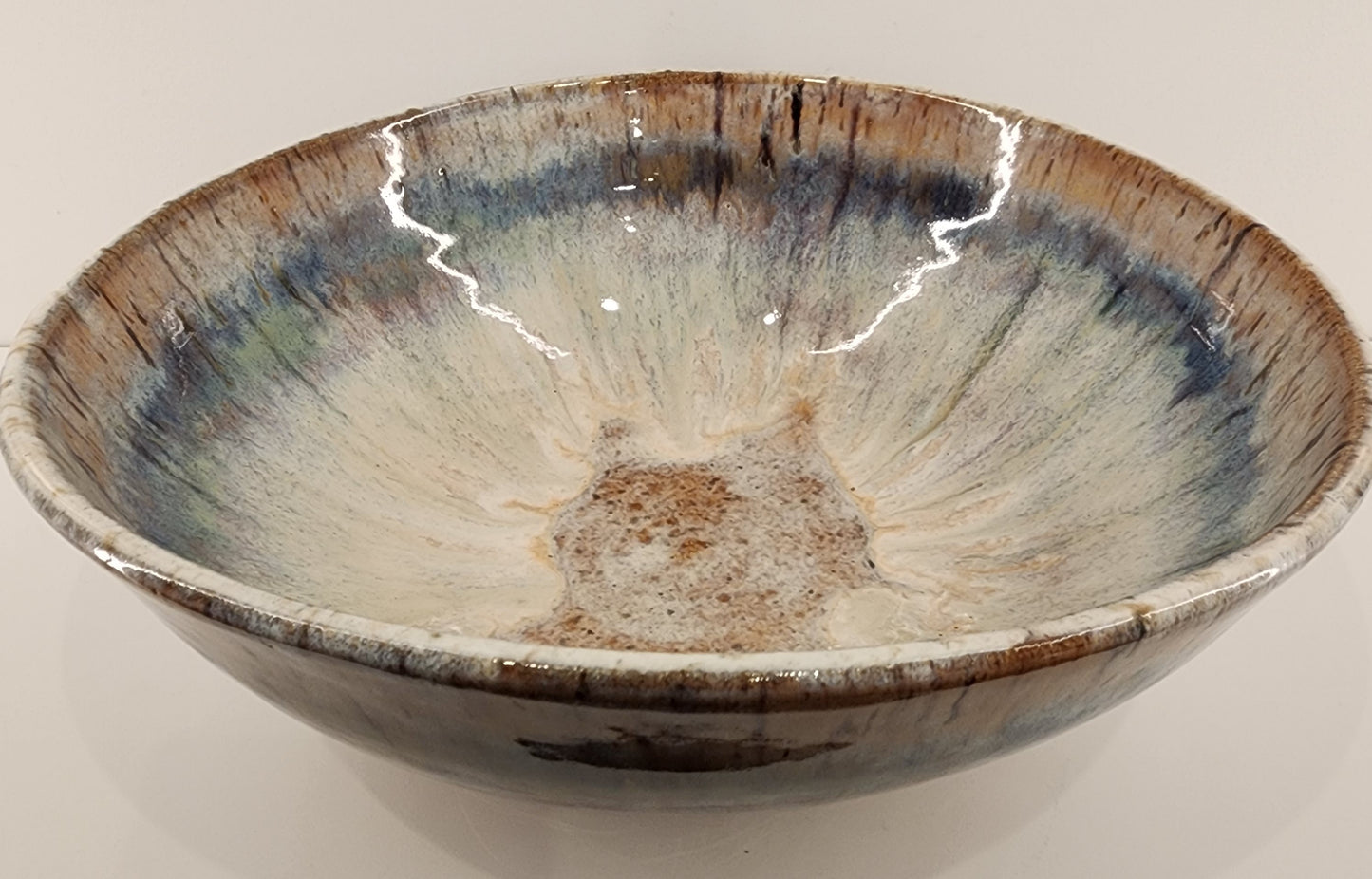 10" x 3.75" Blue Ice Speckled Bowl