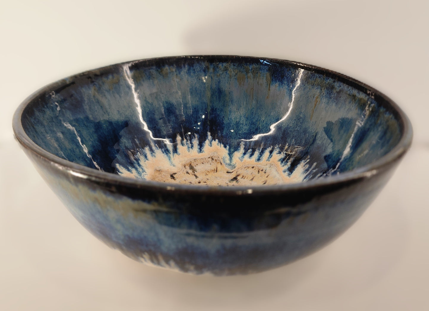 10" Blue and Beige River Birch Bottom Bowl