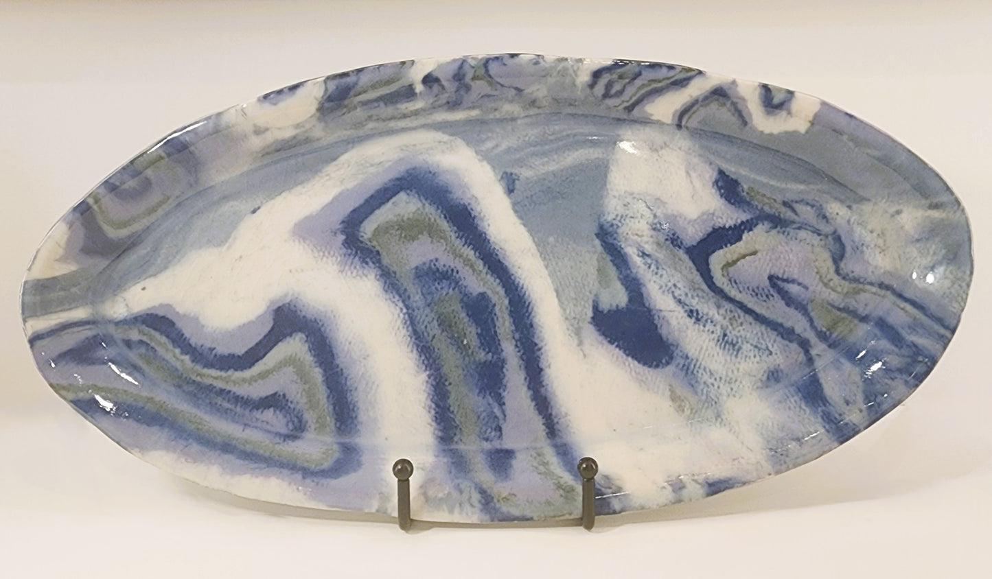 15" x 7.5" Oval, Hand Built Nerikomi Serving Platter