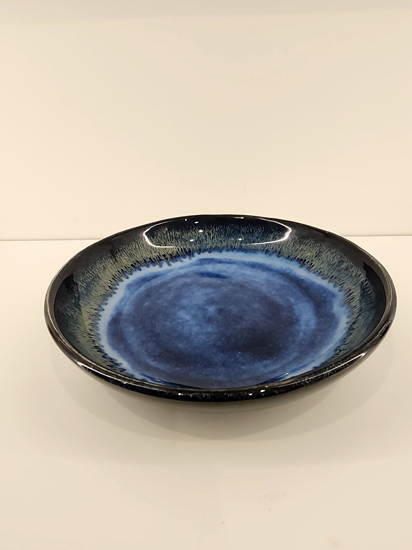 7.25" Obsidian and Blue Shallow Bowl
