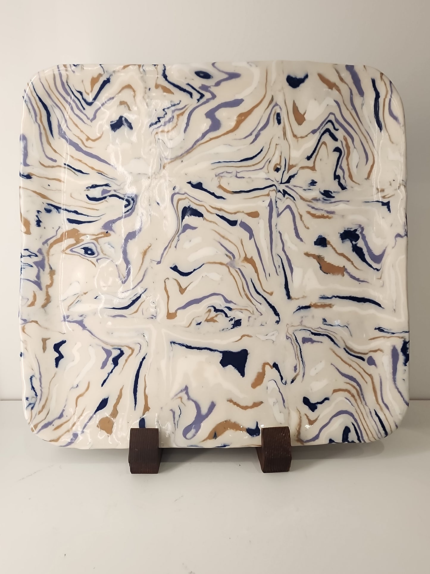 11" Square White Marbled Merikomi Platter