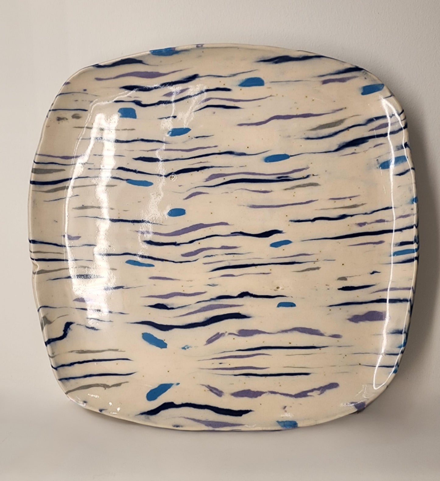 9" Square Nerikomi Wave Plate or Platter