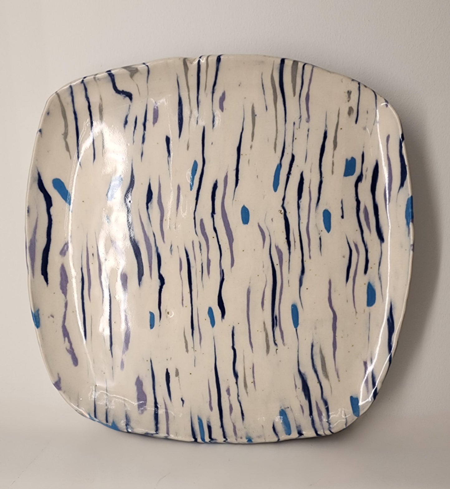 9" Square Nerikomi Wave Plate or Platter