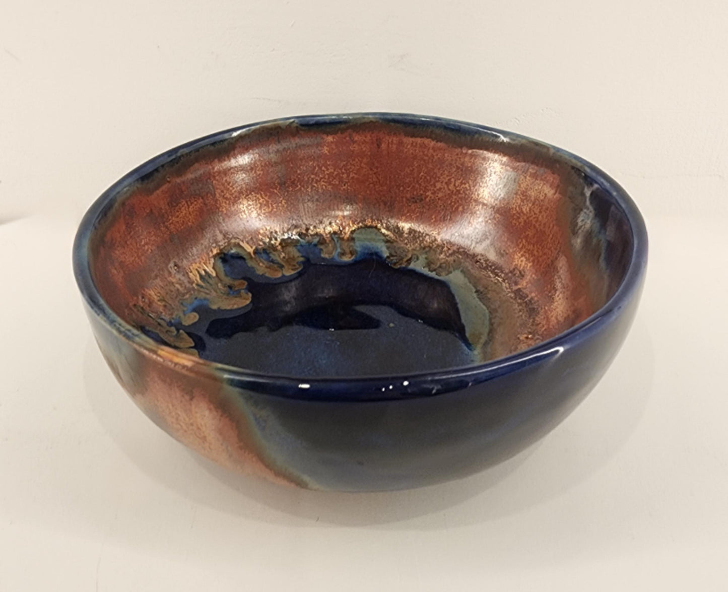 6" Flowing Copper and Blue Bowl