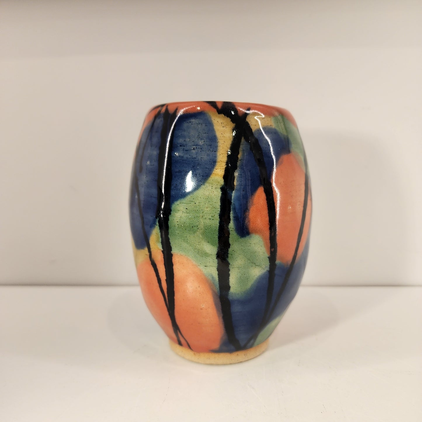 5" x 4" Orange, Green and Blue Swirlwear Vase