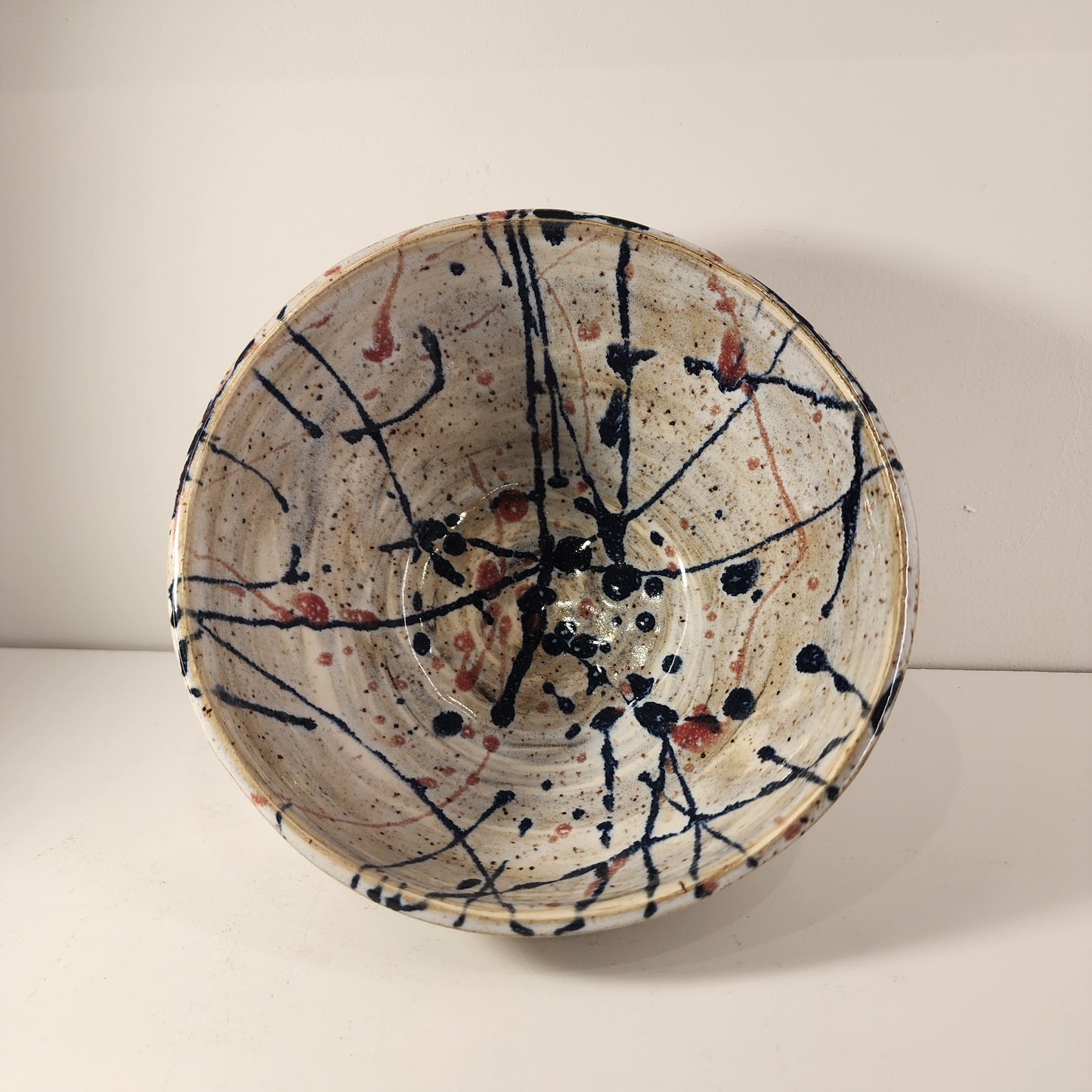 3.5" x 6" Marblized Red, White and Blue Swirlware Bowl