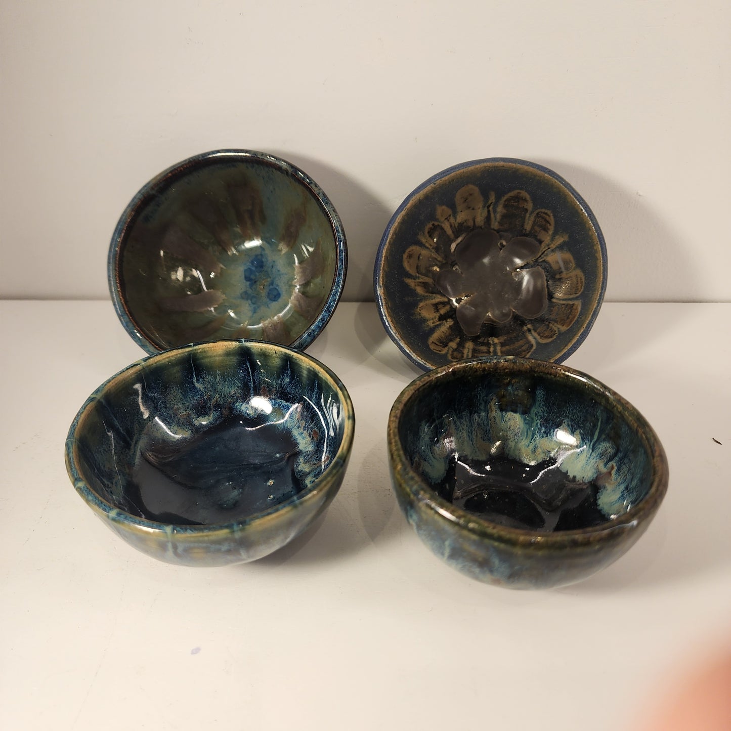 3" Assorted Blue and Metallic Condiment Bowls
