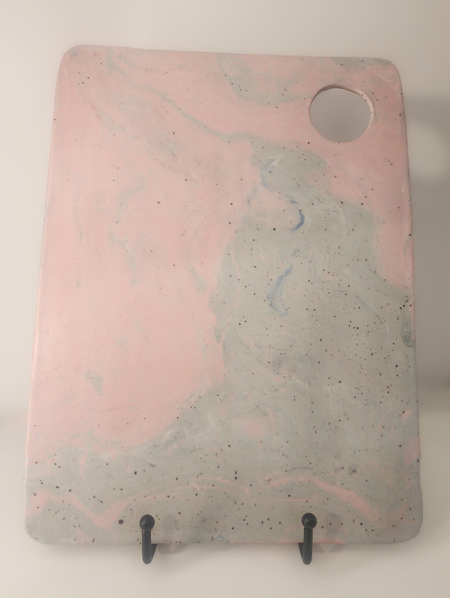 12.5 x 9.5 Pale Pink and Grey Marbled Charcuterie Platter