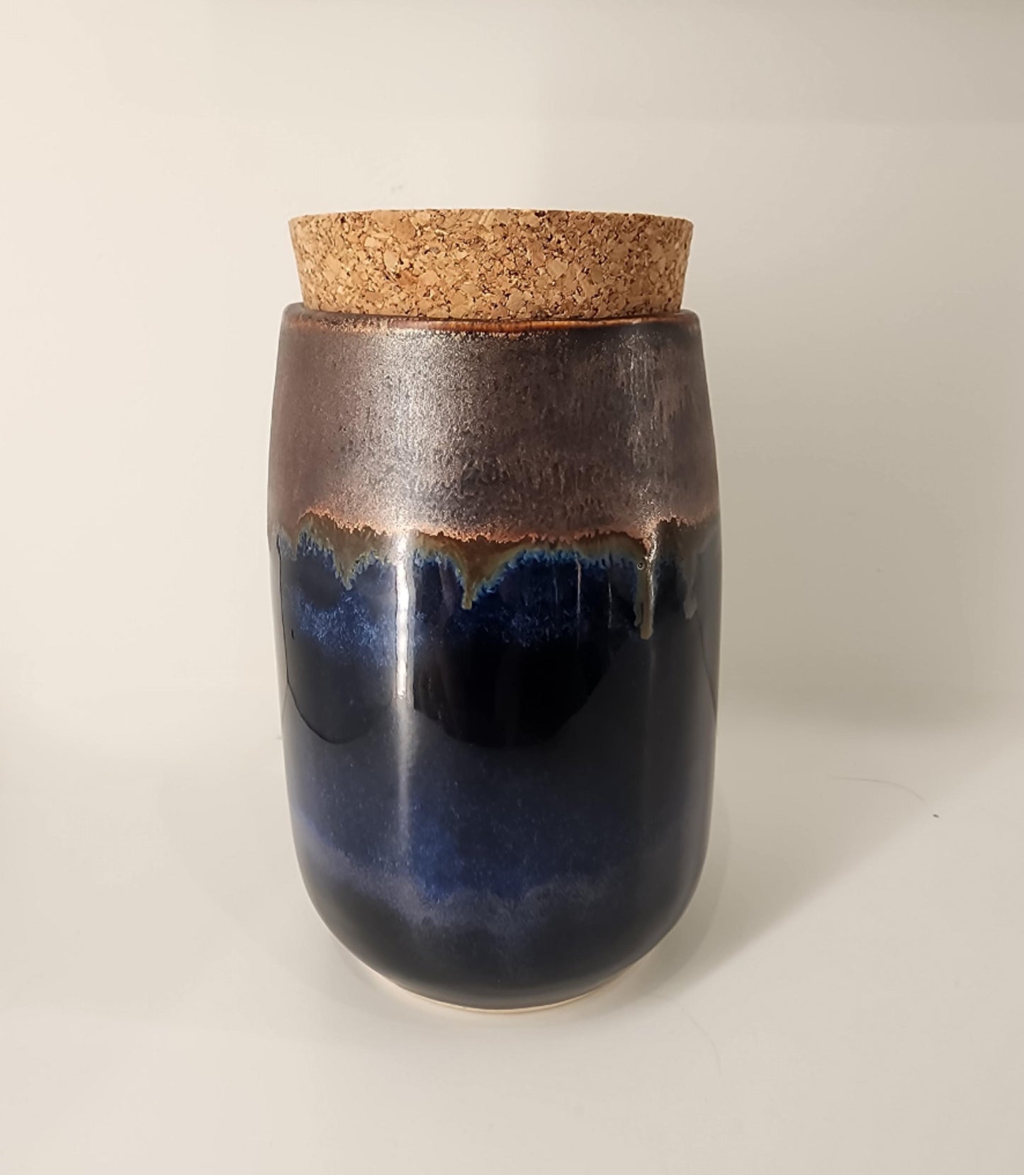 5" Tall Copper and Blue Obsidian Vase or Canister