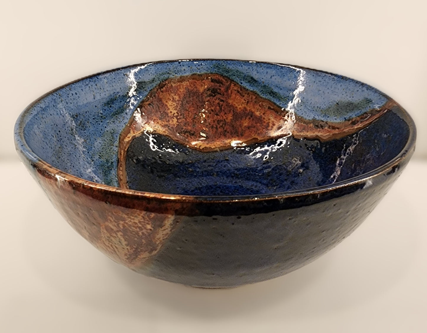 9.5"x 4" Goose Bowl in Blue and Copper