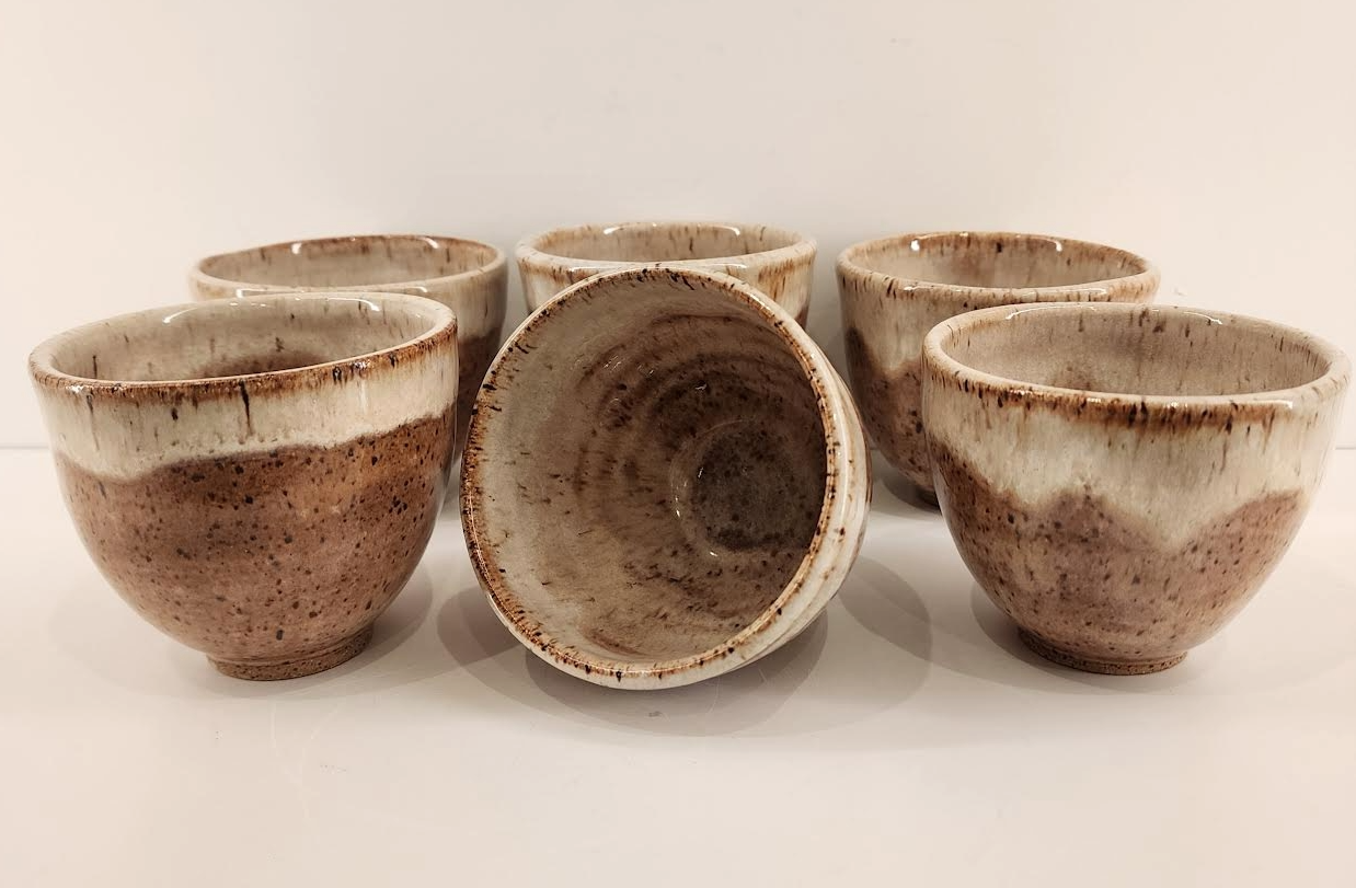 3.5" x 3" Speckled Clay Cups with White Rims