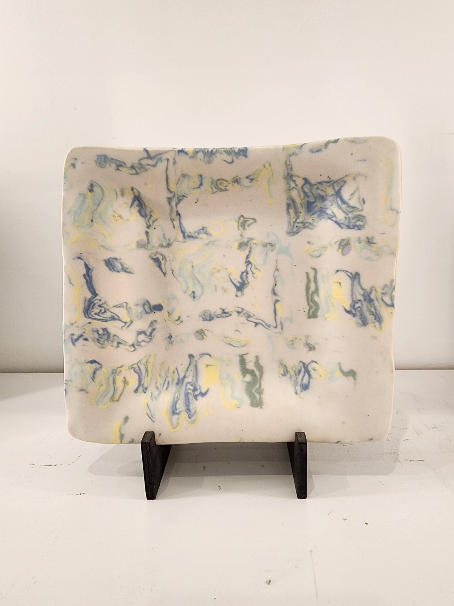 6.5" Blue and White Soft Modern Nerikomi Plate