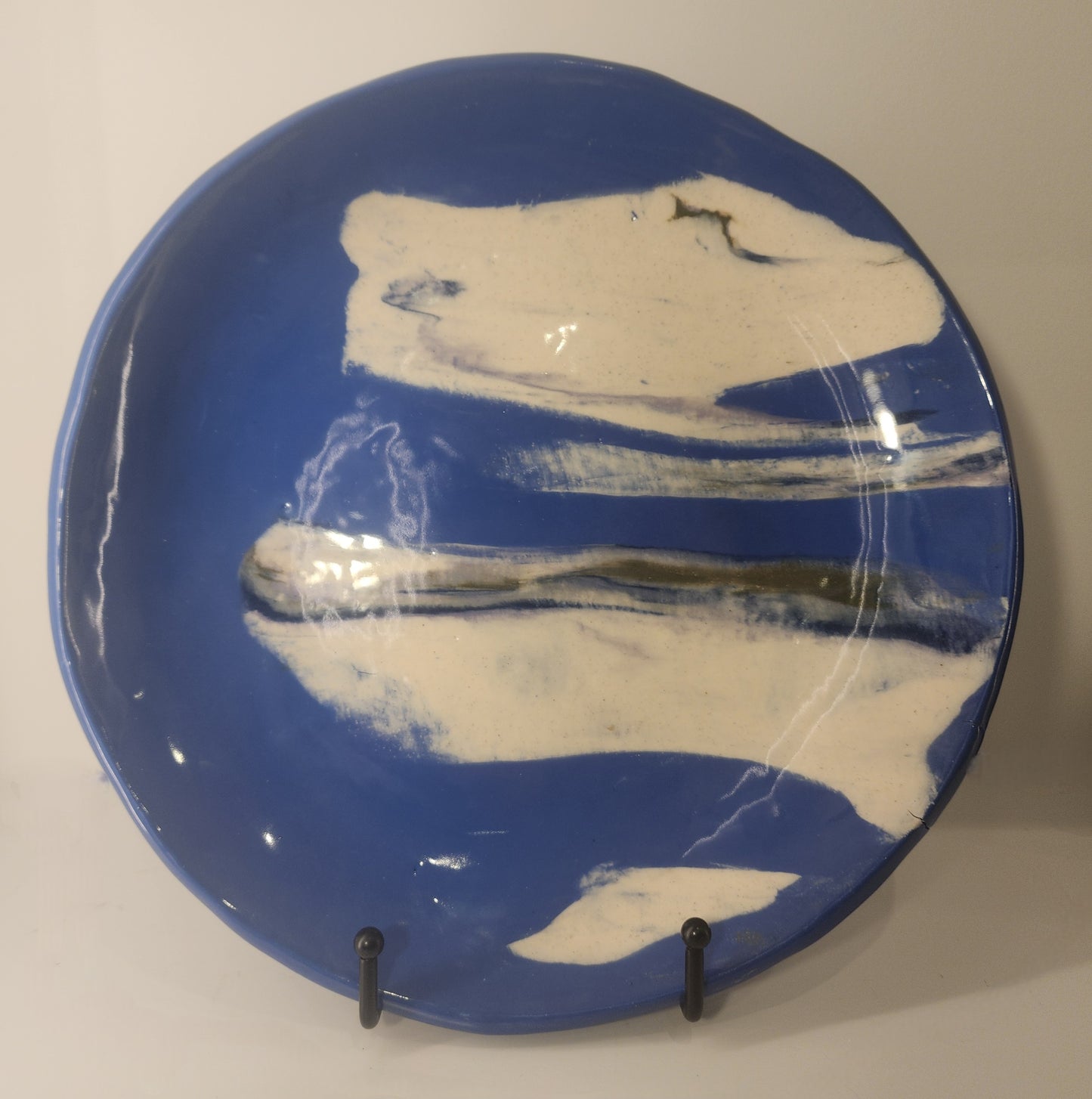 11" Blue Clay and White Abstract Platter