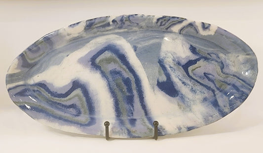 15" x 7.5" Oval, Hand Built Nerikomi Serving Platter