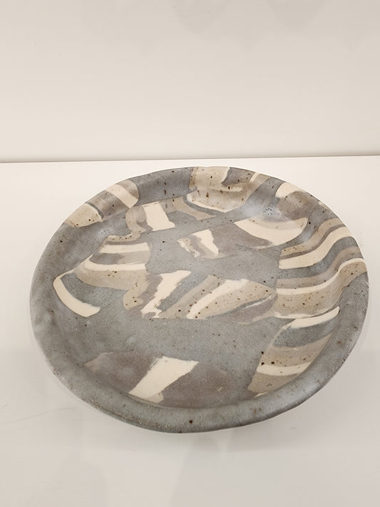 7.5" Soft Grey and Beige Modern Nerikomi Plate