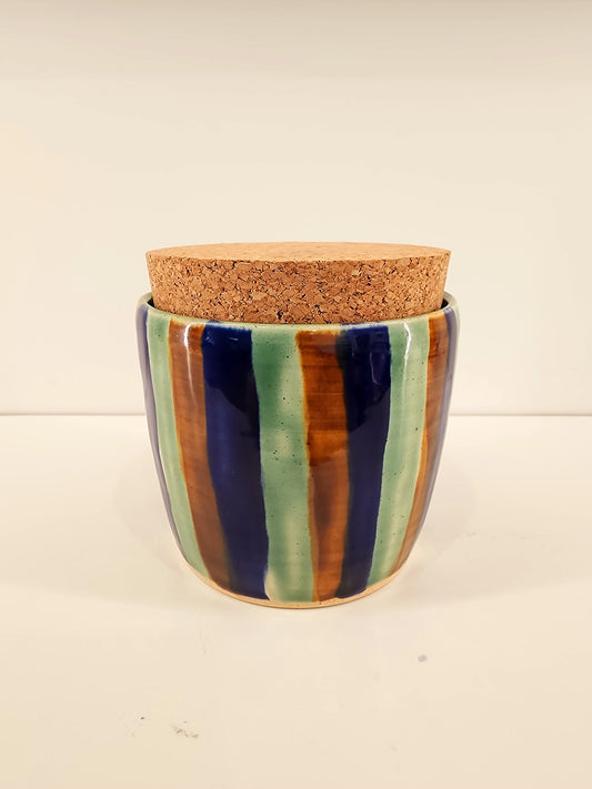 3.25" Striped Canister with Cork Lid