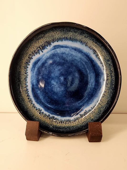 7.25" Obsidian and Blue Shallow Bowl