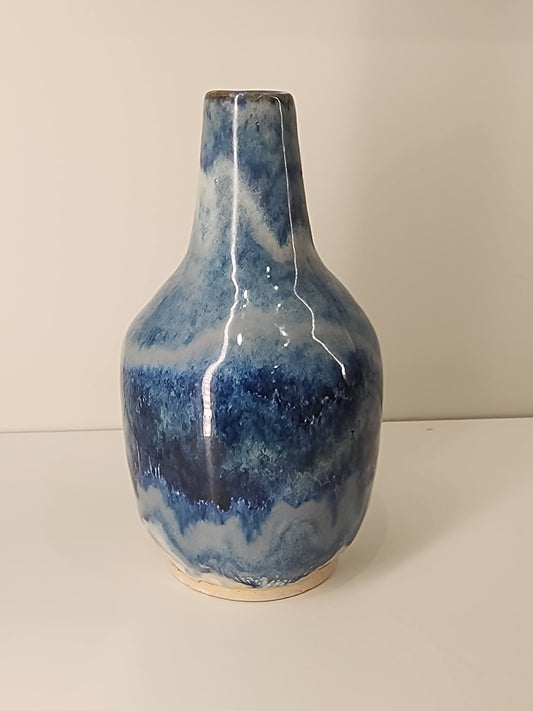 6" Tall Flowing Blue and White Bud Vase