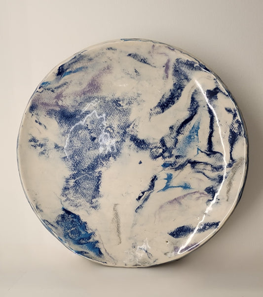 10" Marble Blue and White Nerikomi Plate