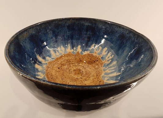 Deep 9.5" Blue Speckled Bowl