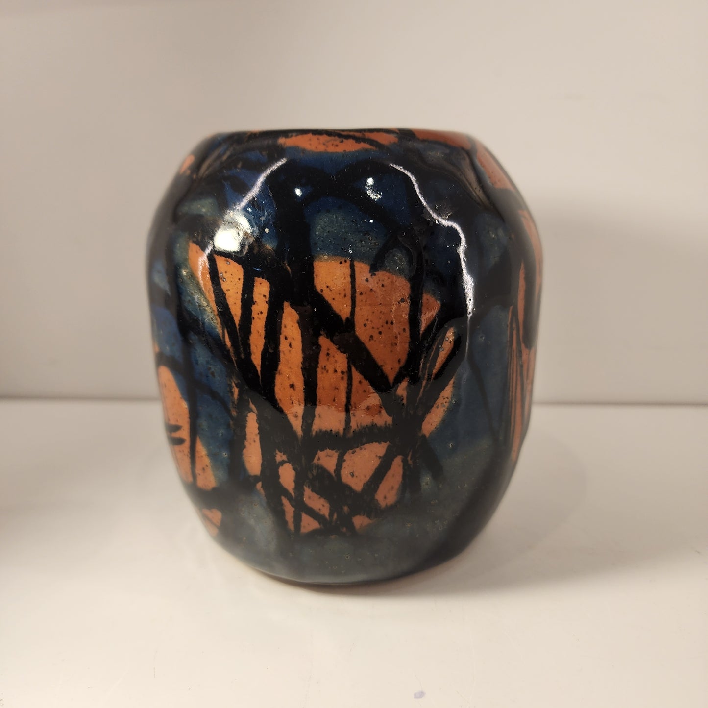 5" x 5" Blue and Salmon Swirlwear Vase