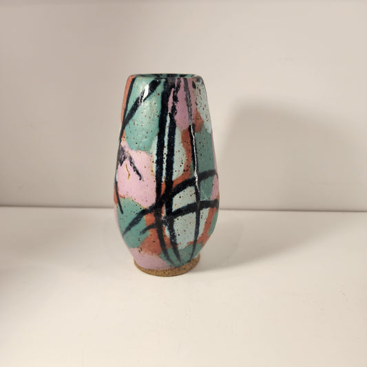 3" x 5" Colorful Matte Swirlwear Vase