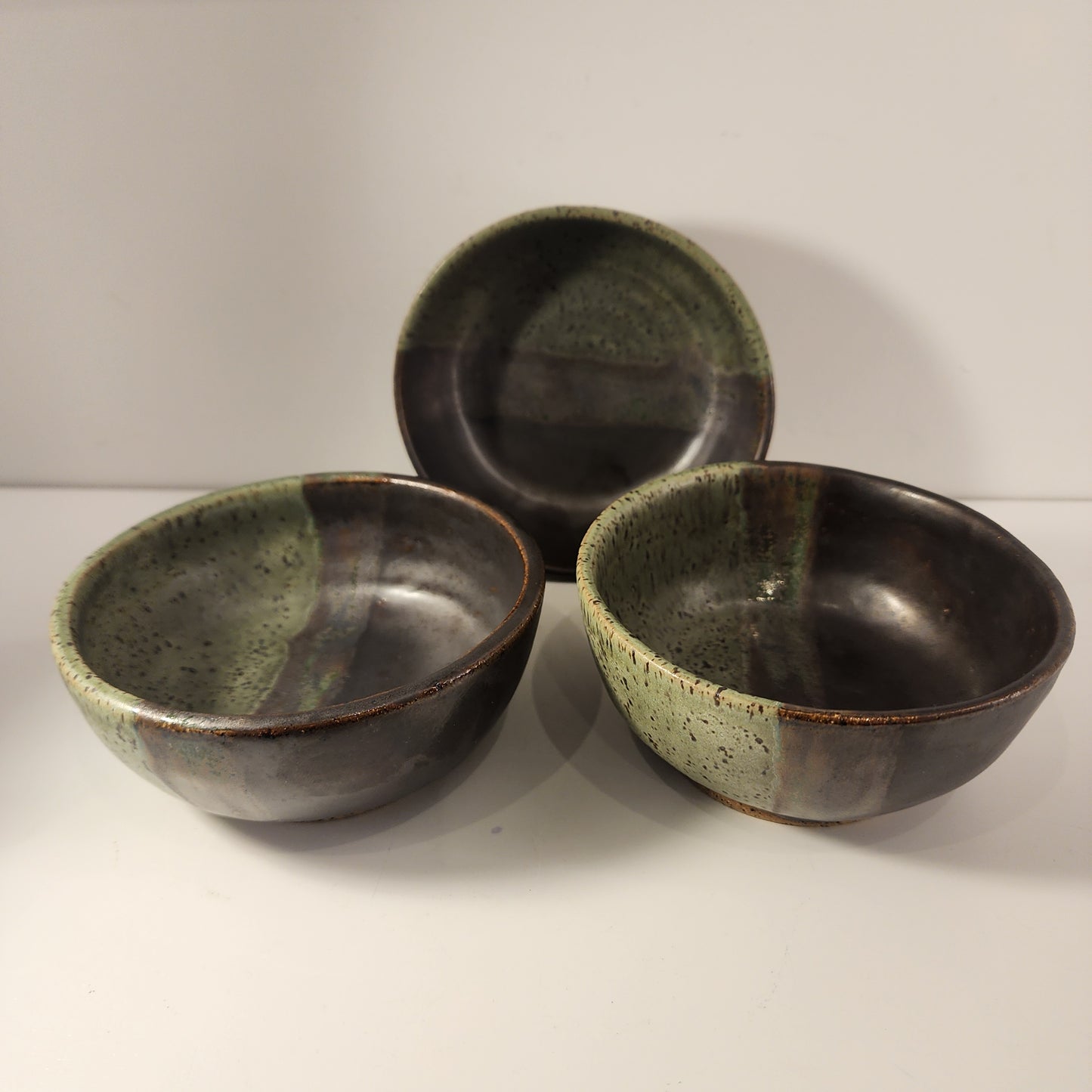 2" x 4.5" Matte Green, Brown, and Bronze Small Bowls