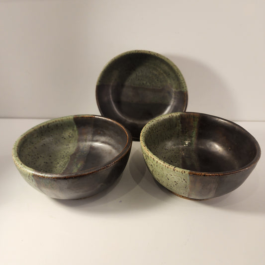 2" x 4.5" Matte Green, Brown, and Bronze Small Bowls