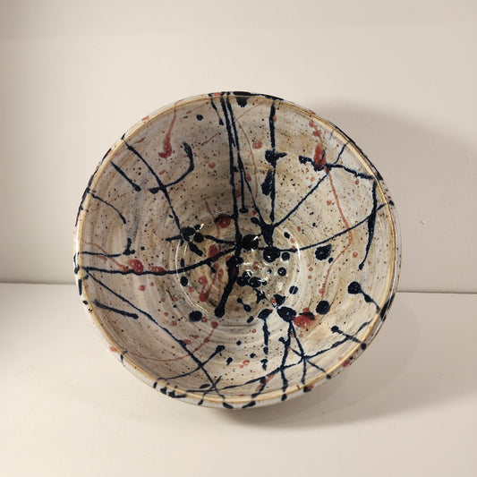 3.5" x 6" Marblized Red, White and Blue Swirlware Bowl