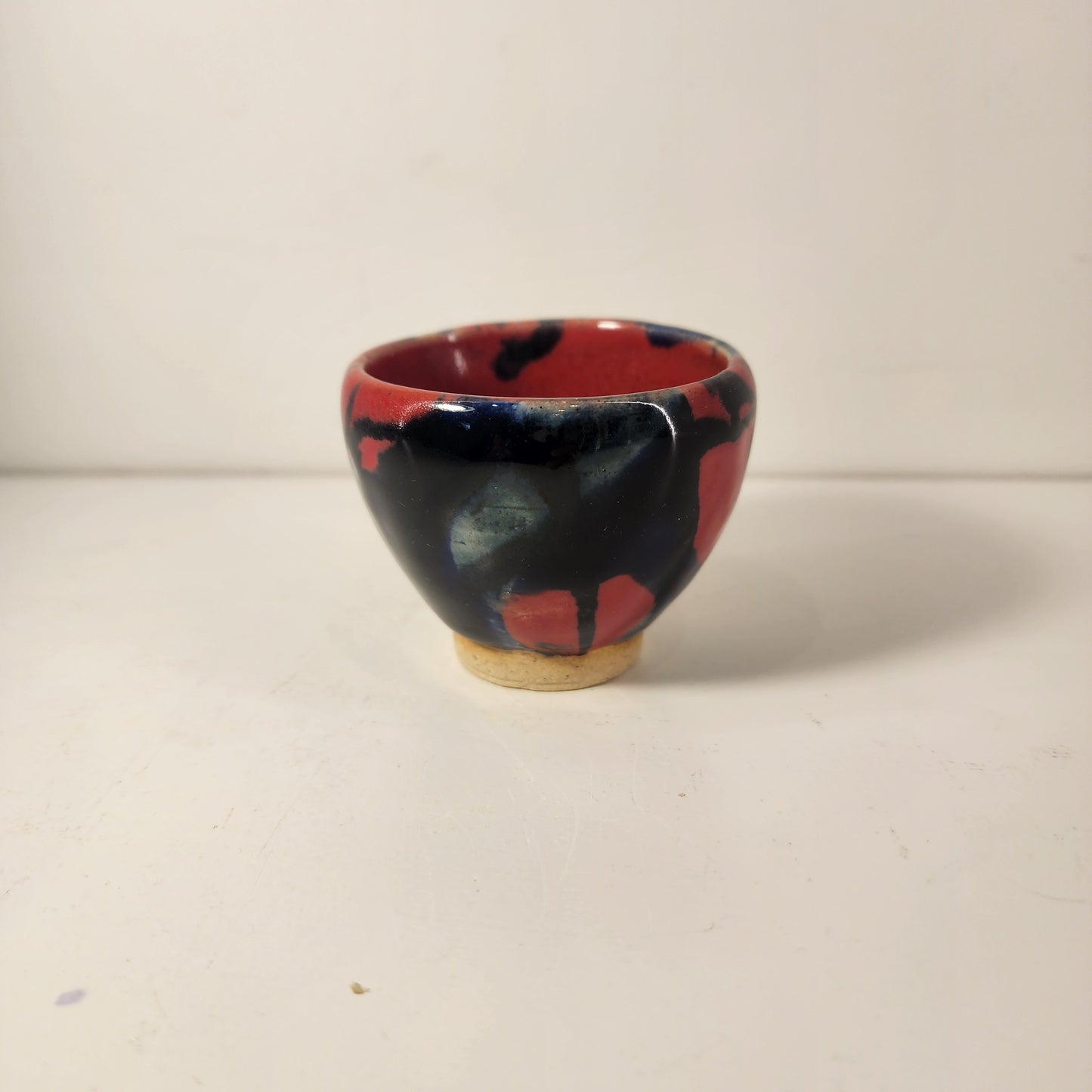 2" x 2.25" Red Interior Small Green, White, and Blue Swirlware Condiment Bowl