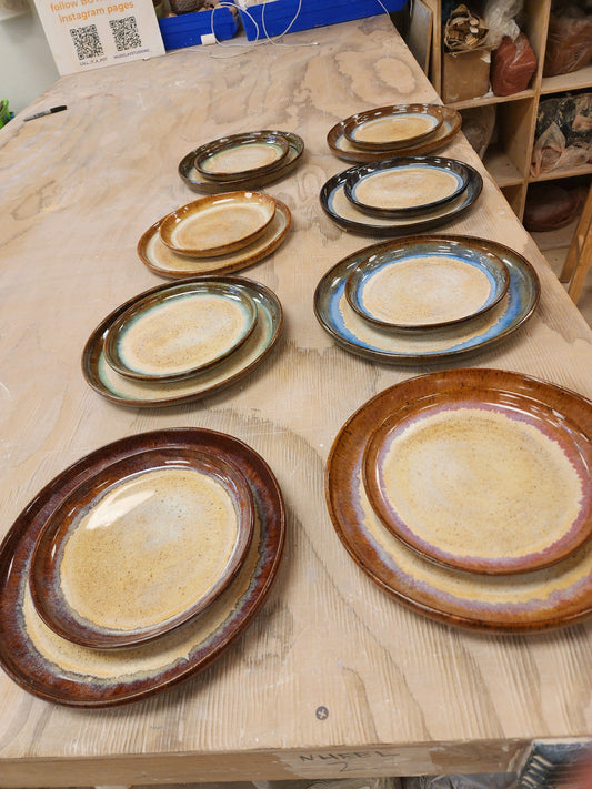 Set of 8 Speckled Stone Salad / Dessert Plates in Multiple Colors