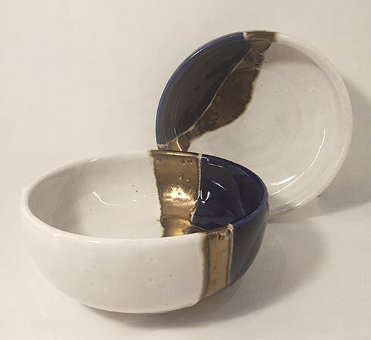 5" Snow, Cobalt and Gold Small Bowls