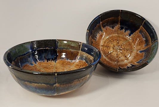 6" Multi-Tone Taped Blue Rim Bowls