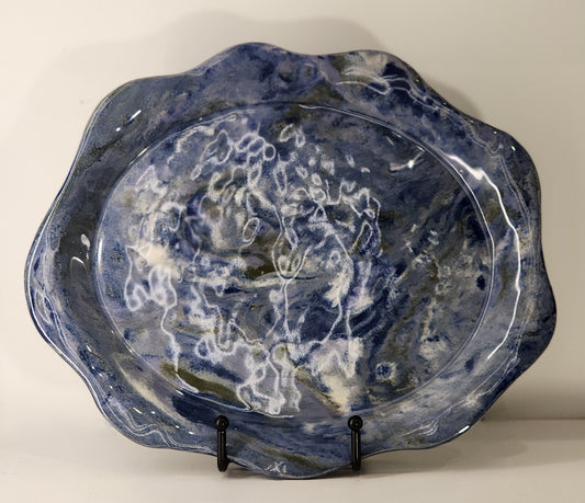 9.5" x 11" Fringed, Hand Built Nerikomi Serving Platter