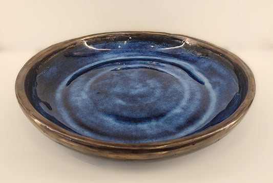 9.5" Gold Rimmed Blue Float Plate or Platter