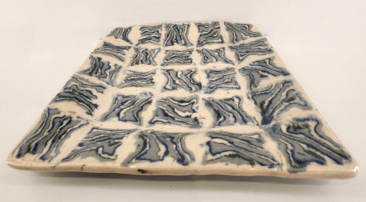 9" Square Blue Block Nerikomi Plate