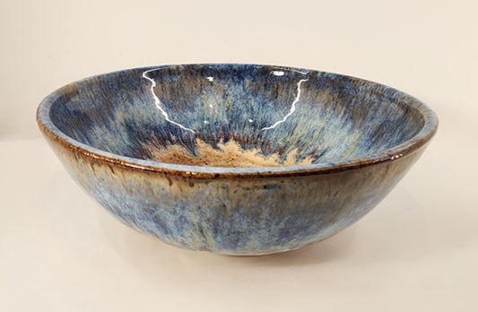 9" Blue Rimmed River Birch Bowl