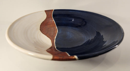 12" Large Copper Flow Cobalt and Opal Bowl