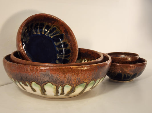 Set of Five Copper and Opal Nesting Bowls