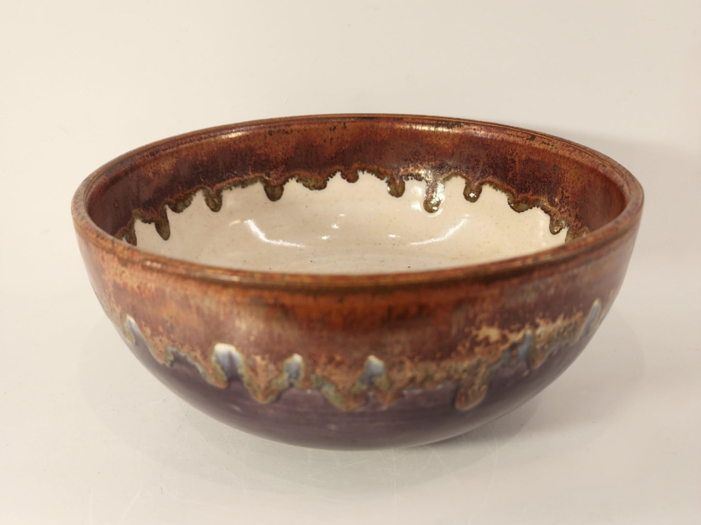 11" Mulberry, Opal, Copper Rimmed Bowl