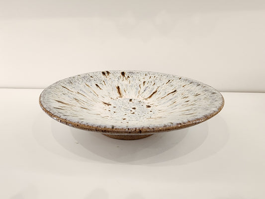 9" Cream and Brown Flared Bowl